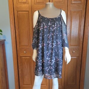 Maurices Charcoal Dress with Floral Trim